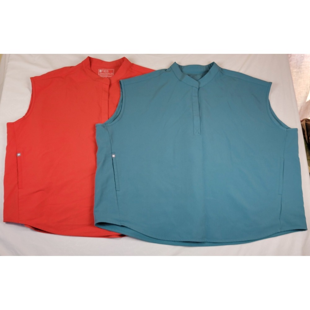 Figs Technical Collection Scrub Tops 4XL Lot Dark Peach Teal Sleeveless Rafaela
